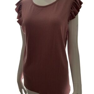 Stradivarius Brown Ruffled Sleeveless Blouse